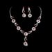 ETERNAL VOWS - Personalized Silver Diamond Wedding Jewelry Set (Claw Chain Necklace & Earrings,Bridal Luxury)_ipsvogv.com