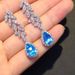 Cao Shi's Light Luxury French Design Sea Blue Zircon Water Droplet Earrings Exquisite and Elegant, Elegant and Elegant, Pear shaped Earrings_ipsvogv.com