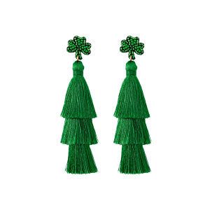 St. Patrick's Day green clover earrings fashionable personality exaggerated design women's earrings_ipsvogv.com