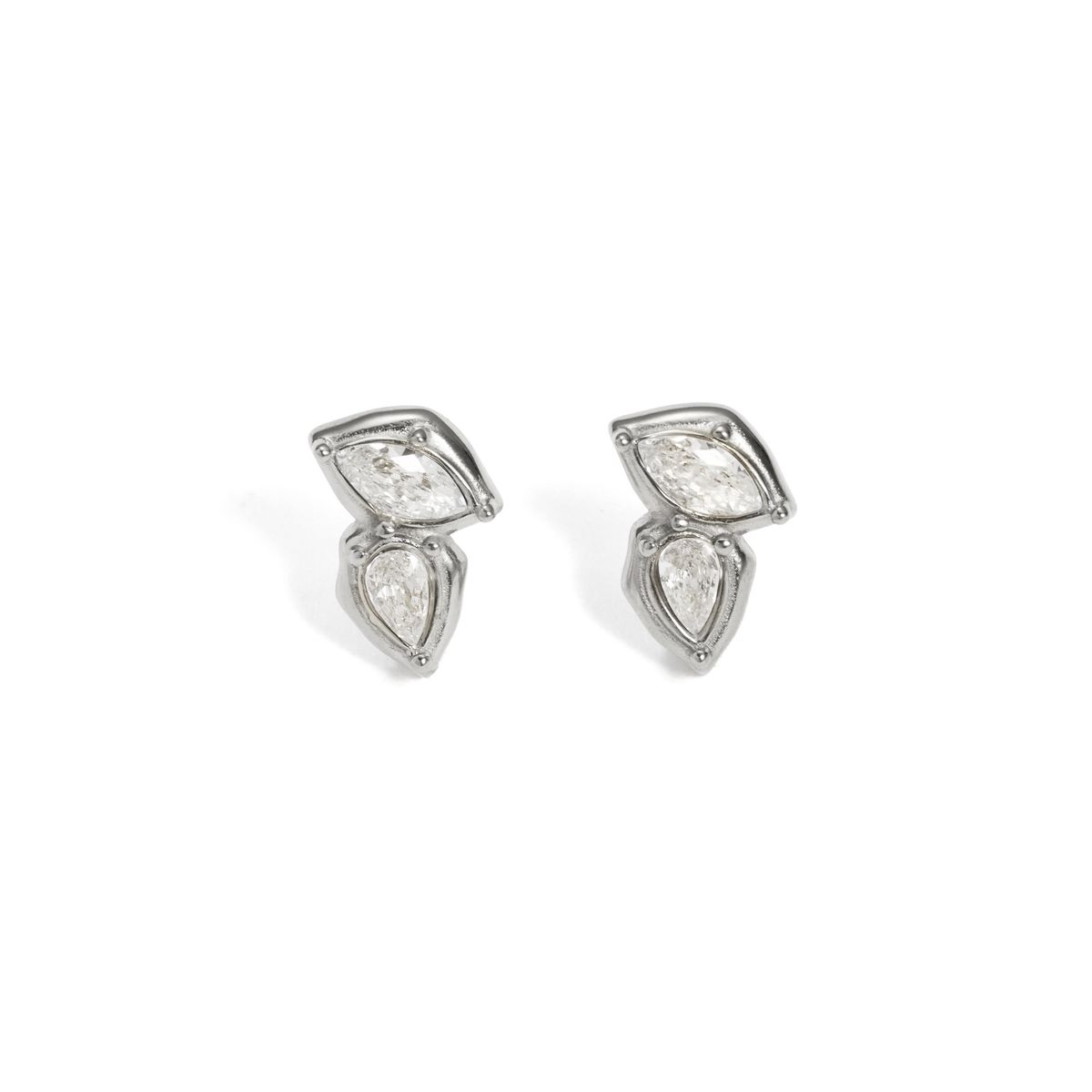 Women's Jewelry Retro K Gold Plated Titanium Steel Small And Exquisite Zircon Earring Combination_ipsvogv.com
