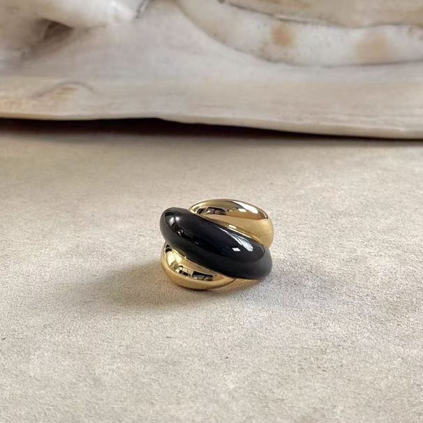 Fashionable High-end Metal Copper Plated Real Gold Contrasting Color Drop Glaze Open Ring, Personalized And Fashionable_ipsvogv.com