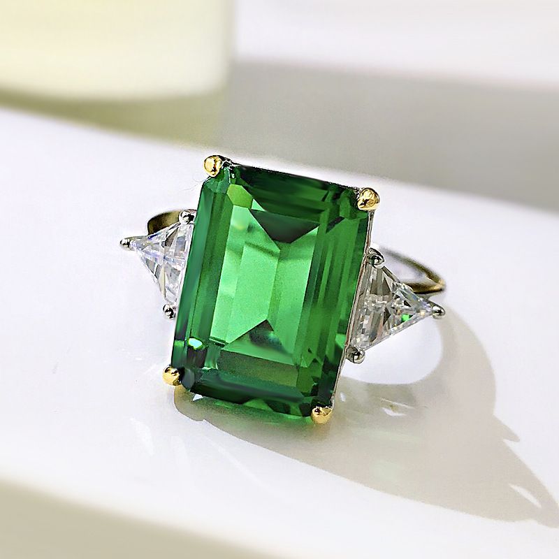 S925 silver 10*14 rectangular flat emerald ring for women, simple and elegant, one piece for delivery_ipsvogv.com