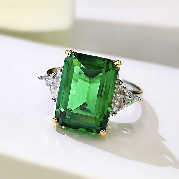 S925 silver 10*14 rectangular flat emerald ring for women, simple and elegant, one piece for delivery_ipsvogv.com