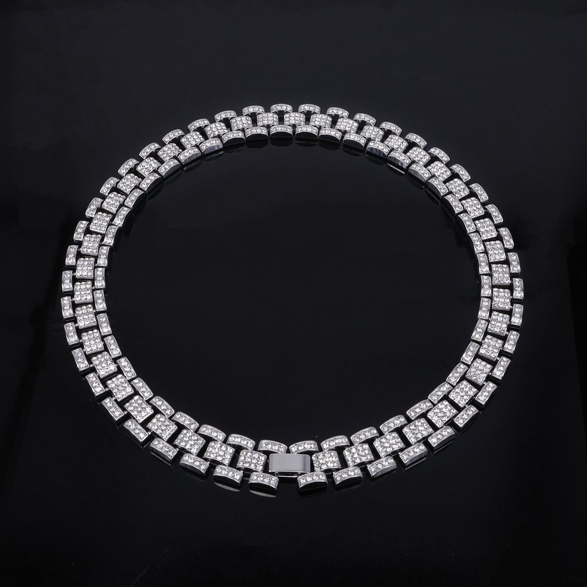 Men’s Jewelry Set Fashion 16mm Watch Chain Alloy Diamond Necklace For Men High End Personality Cool Hip Hop Cuban Chain_ipsvogv.com