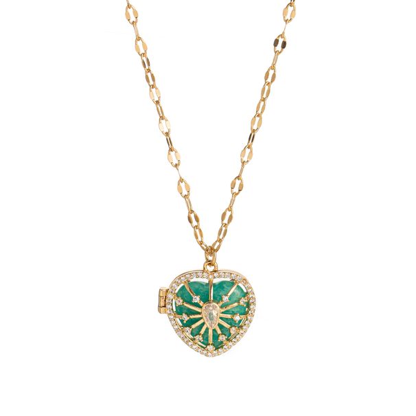 Women's Jewelry Natural Stone Diamond Heart Opening And Closing Necklace Female Peach Heart Opening And Closing Popular Necklace_ipsvogv.com