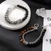 Trendy Yellow Tiger Double Layer OT Buckle Titanium Steel Bracelet Natural Matte Map Stone High-end Versatile Men's_ipsvogv.com