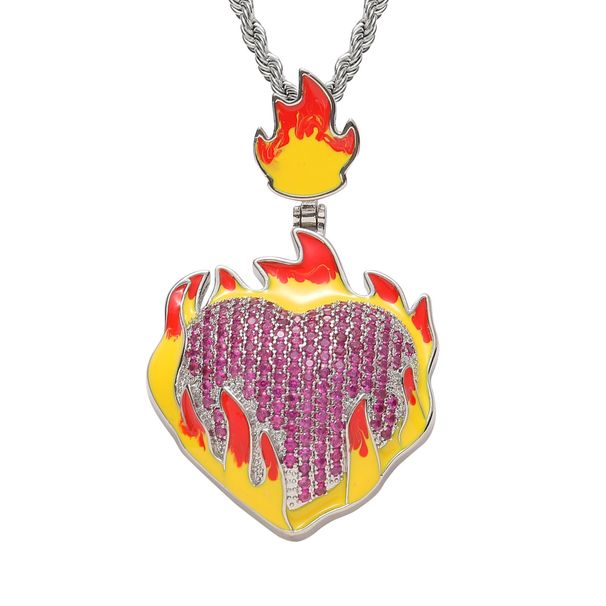 Unisex Hip Hop Men's Frozen Heart Necklace Luminous Personality Micro Inlaid Zircon Couple Style Men And Women Trendy Love Pendant_ipsvogv.com