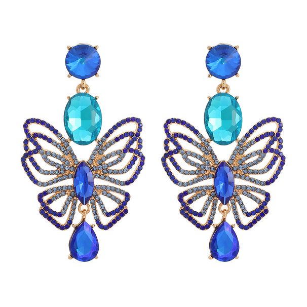Exaggerated rhinestone butterfly earrings fashionable light luxury shining temperament earrings_ipsvogv.com