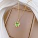 Green 【 】 Love Zircon Light Luxury Charm Gorgeous Full Diamond Necklace Women's Versatile Clavicle Titanium Steel Chain 【 】_ipsvogv.com