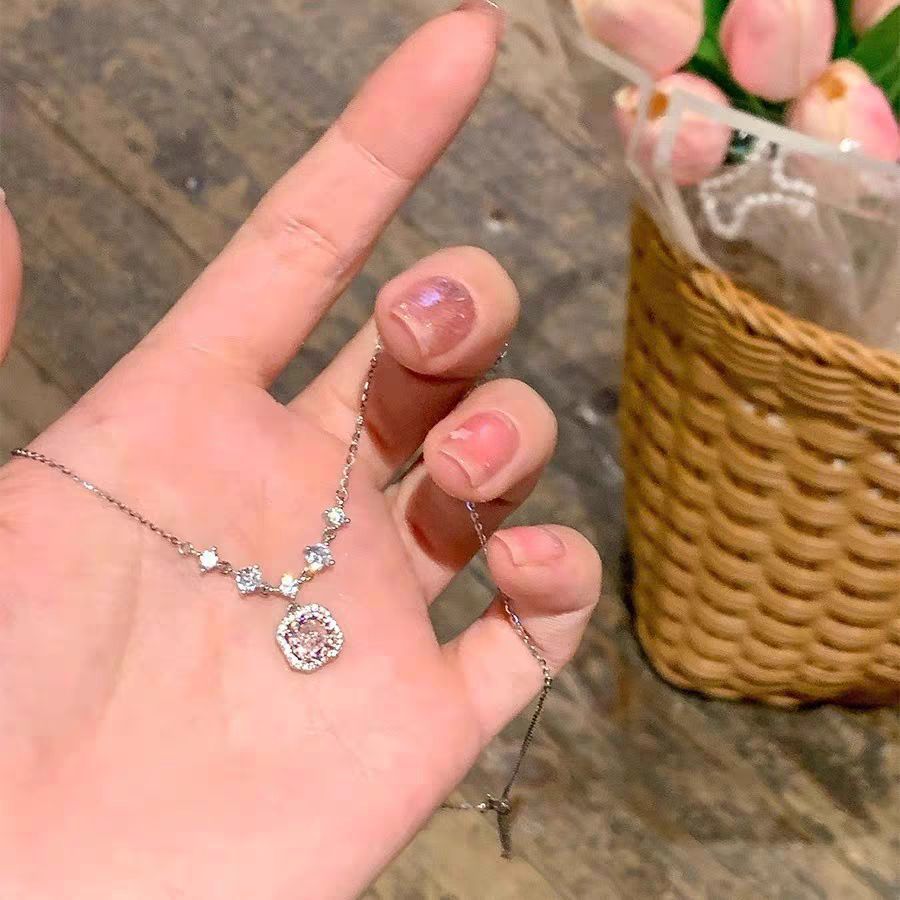 S Pure Silver Square Sugar Necklace For Women, Niche Design, Light Luxury Temperament, High-end Sense, Versatile And_ipsvogv.com