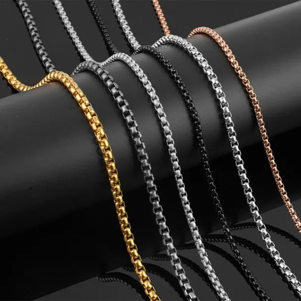 2025 New Arrivals 1 Piece Width 2/2.5/3/3.5/4mm Stainless Steel Square Pearl Chain Figaro Necklace Jewelry for Men Women_ipsvogv.com