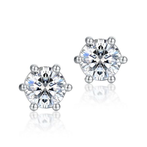 Willson Jewelry Simple S925 Silver Six Claw Moissanite Inlaid Earrings Super Flash Earrings_ipsvogv.com