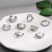 New Women's Environment-friendly Material Heavy Texture Fried Dough Twists Hollow Geometric 9 Pieces Of Ring Set_ipsvogv.com