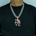 Hot Orange Color Diamond LOVE Rugby Alloy Pendant, Hip-hop Personality, Niche Design, Men's Necklace_ipsvogv.com