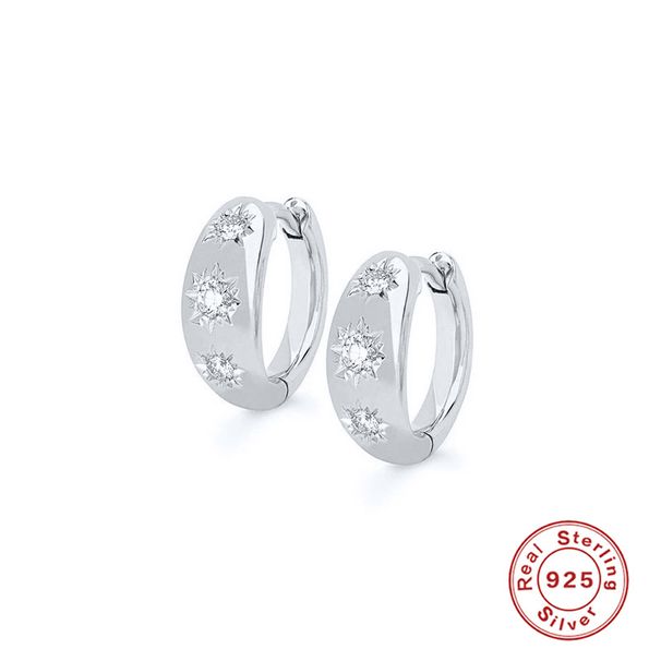 Women's Jewelry S925 Sterling Silver Octagonal Star Pattern Diamond Earrings INS Creative Personality Earrings_ipsvogv.com