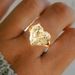 Sanjie Ins Simple Fashionable Women's Alloy Jewelry Gold Plated Love Handpiece Surface Concave And Convex Ring_ipsvogv.com