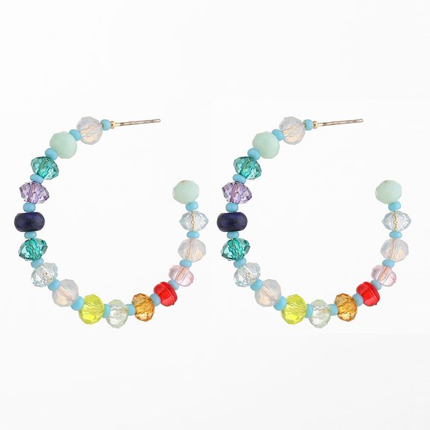Women's Jewelry Classic C Shaped Earrings Summer Beaded Earrings Colorful Temperament Versatile Earrings_ipsvogv.com