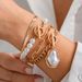 Temperament Pearl Layered Set Ins Style Portrait Hang Tag Bead Bracelet Bracelet_ipsvogv.com