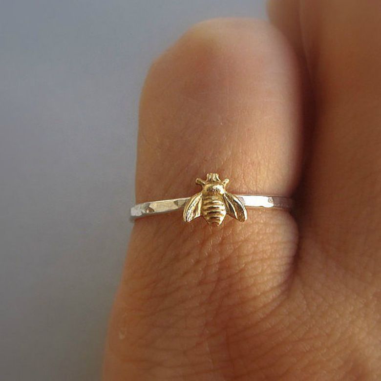Zhenrong New Little Bee For Women's Fresh Silver Plated Colorful Ring_ipsvogv.com