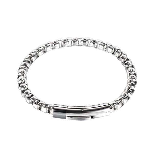Punk Stainless Clasp Cuban Bracelet Men's Trendy Hip-Hop Titanium Steel Couple Jewelry_ipsvogv.com