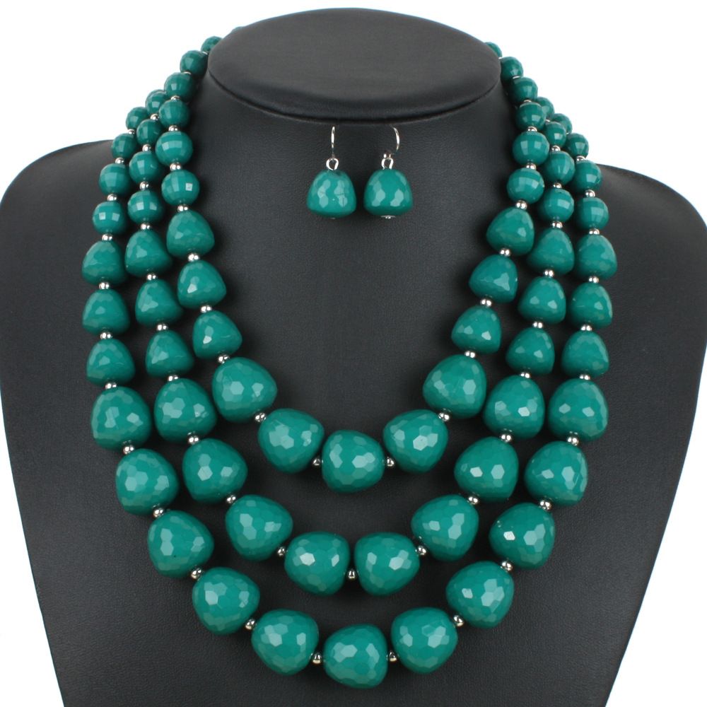 Colorful Beaded Exaggerated Necklace Women's Multi layered Clavicle Chain Set 8060_ipsvogv.com