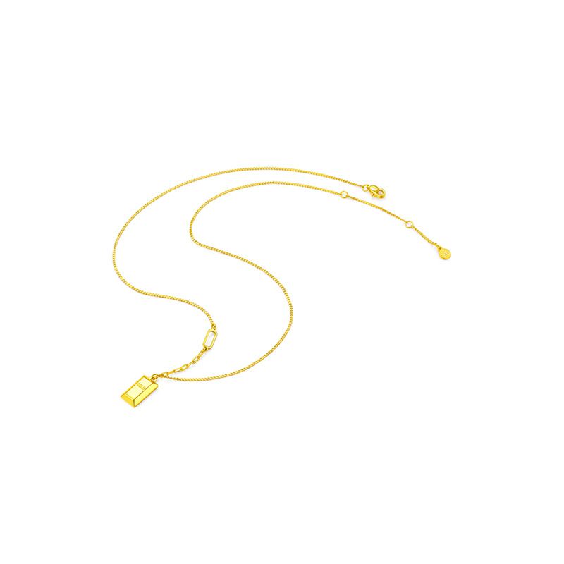 Hot Selling Billionaire Small Brick Necklace, Titanium Steel Gold Pendant, Gold-plated High-end Non Fading Collarbone_ipsvogv.com