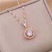 Korean Version Of Fashionable Gold Round Diamond Pendant Necklace With Zirconia Necklace, Titanium Steel Jewelry,_ipsvogv.com
