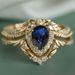 Sanjie Flower Wedding Ring Women's Fashion Crown Jewelry With Blue Water Drop Zircon Set_ipsvogv.com