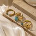 ins niche turquoise devil's eye stainless steel ring female non fading zircon gold titanium steel_ipsvogv.com