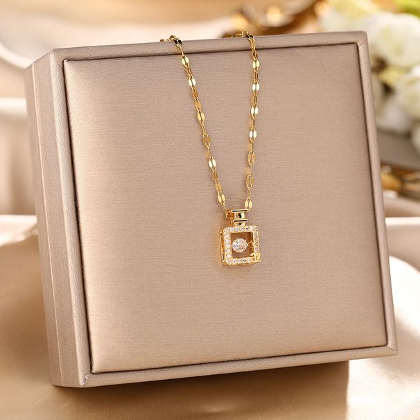 Korean Net Red Titanium Steel Necklace Women's Perfume Bottle Full Of Diamonds Beating Mind, Light Luxury, High Class_ipsvogv.com