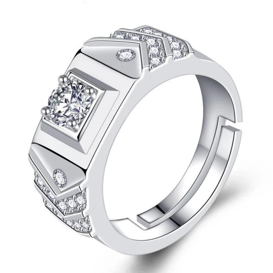 New V-shaped Open For Men's Dominant Zircon Adjustable Ring Jewelry_ipsvogv.com