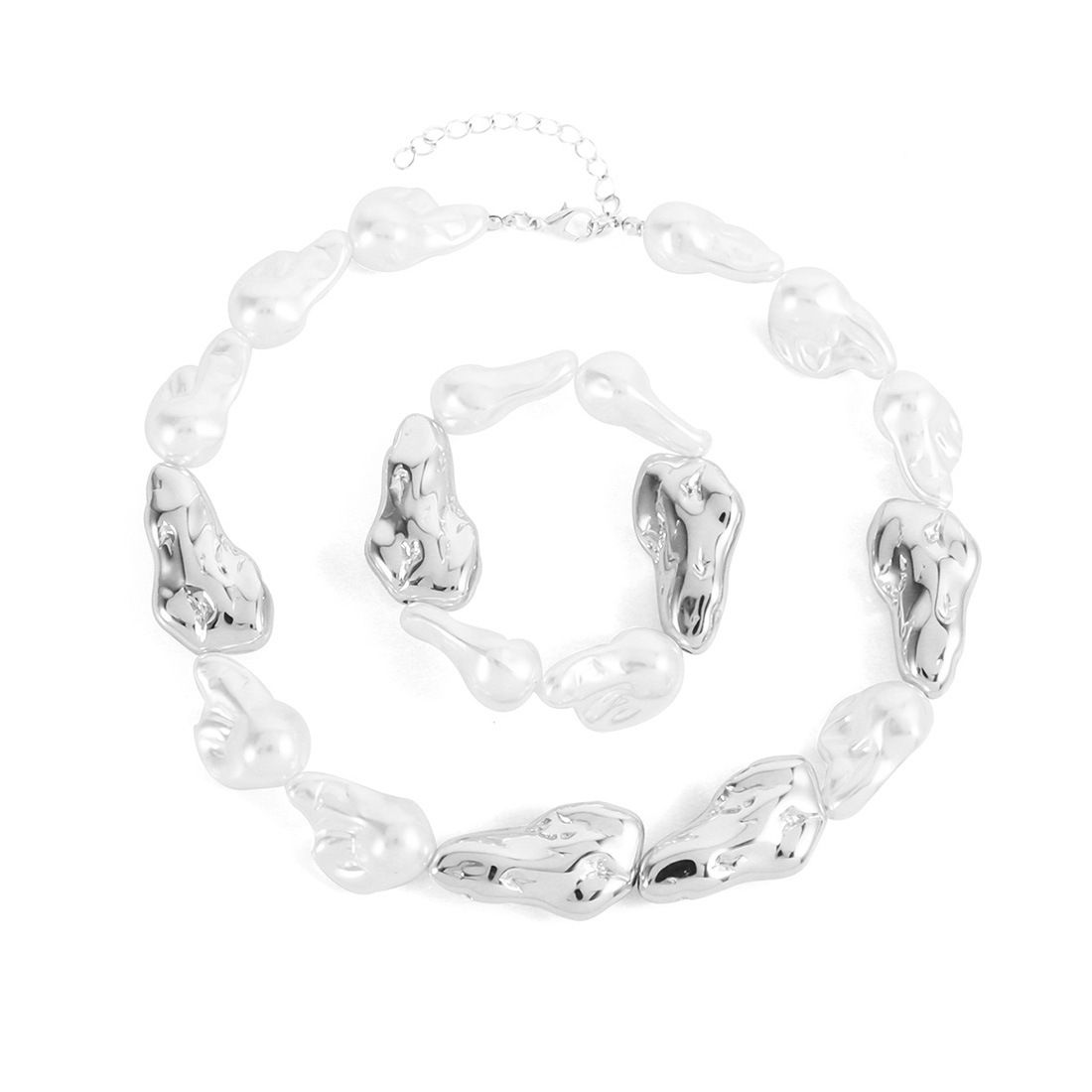 Baroque Irregular Shaped Beads Bracelet Necklace Exaggerated Retro Jewelry_ipsvogv.com