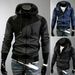 Men's Clothing Autumn and Winter New Men's Personality Colorblock Double Zipper Hooded Cardigan Slim Sweater 702_ipsvogv.com