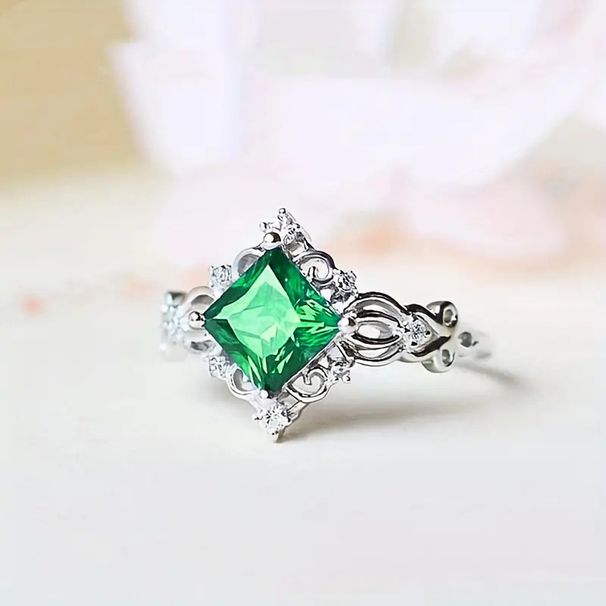 Cao Shi Princess Pattern Sea Blue Simulated With Diamond Zircon Inlaid, Noble And Exquisite Index Finger Ring_ipsvogv.com