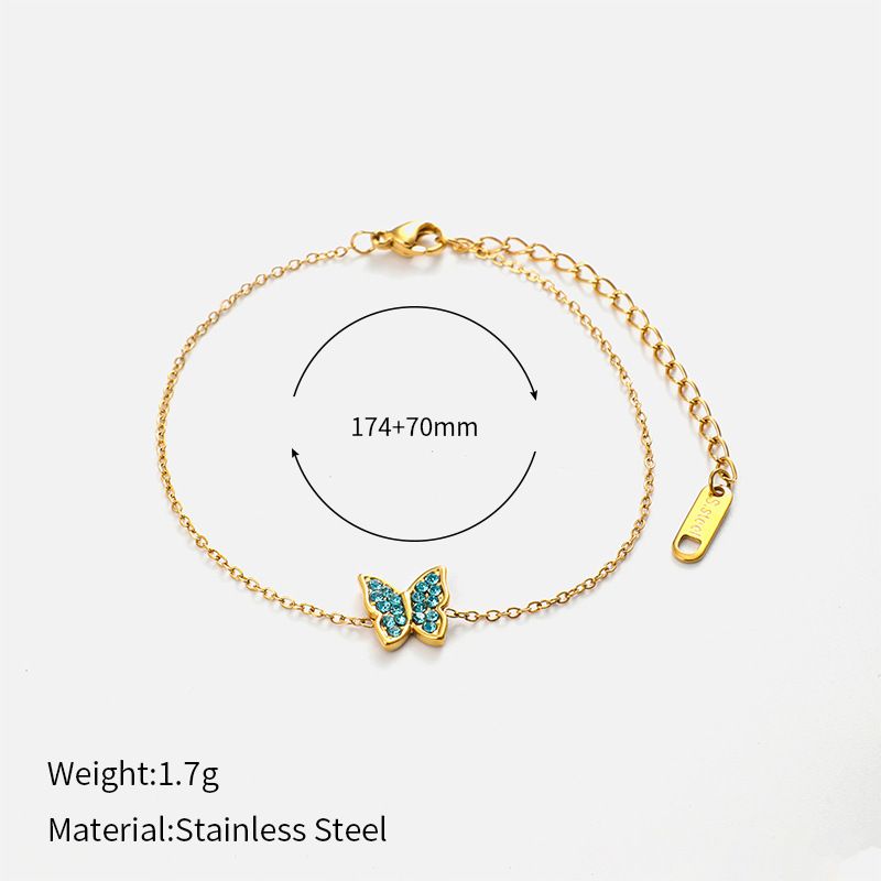 Women’s Jewelry Set Fashion Zircon Butterfly Bracelet Female Personality Fashion Gold Plated Stainless Steel Bracelet_ipsvogv.com