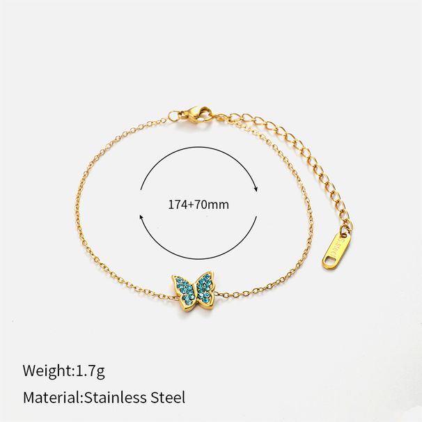 Women’s Jewelry Set Fashion Zircon Butterfly Bracelet Female Personality Fashion Gold Plated Stainless Steel Bracelet_ipsvogv.com