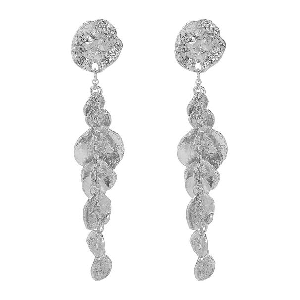 E13119 Light Luxury Style Metal Fashion ZA Personalized Long Round Pendant Earrings_ipsvogv.com