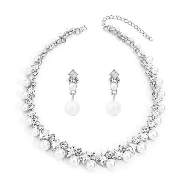 12028 Baroque Alloy Necklace Earrings Elegant, Fashionable, Versatile Bridal Dress Jewelry Set_ipsvogv.com