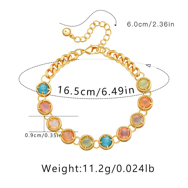Copper plated K real gold chain color preserving bracelet cat's eye stone beaded bracelet niche light luxury texture small fresh hand jewelry_ipsvogv.com