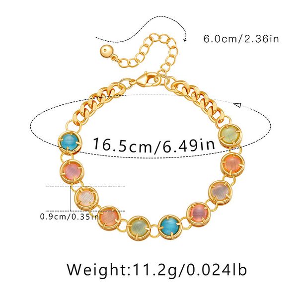 Copper plated K real gold chain color preserving bracelet cat's eye stone beaded bracelet niche light luxury texture small fresh hand jewelry_ipsvogv.com