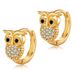 Animal owl ear buckles inlaid with zircon exquisite small earrings copper plated K real gold unique design niche earrings_ipsvogv.com