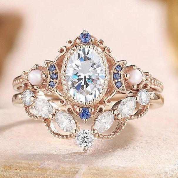 Sanjie Fashion High End Luxury Rose Gold Pair Ring Full Diamond Jewelry_ipsvogv.com