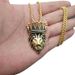 New Hip-Hop Jewelry Titanium Steel Gold-Plated Diamond-Studded Crown Lion Head Pendant Necklace_ipsvogv.com