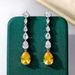 Cao Shi's Korean Edition New Pear Water Drop Shaped Zircon Long Tassel Fashion Women's Earrings_ipsvogv.com