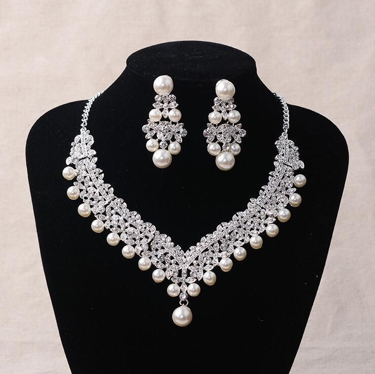 earrings Two-piece Set Bridal Fashion Jewelry Female Birthday Party Pearl Necklace Accessories_ipsvogv.com