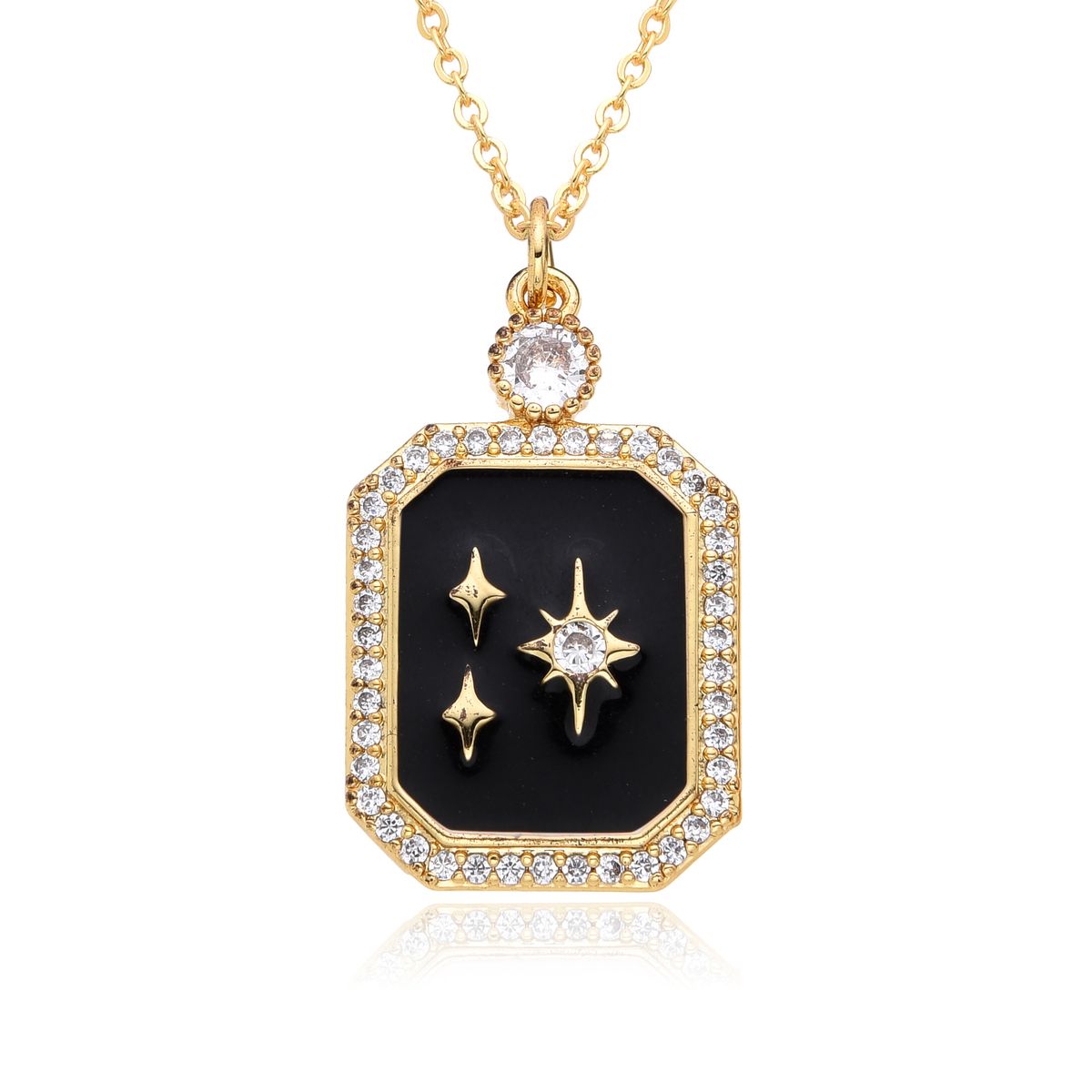 Ins New Personality Crescent Necklace For Men And Women Spot Simple Copper Plated Gold Inlaid Zirconium Sweater Chain All Match_ipsvogv.com