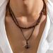 Jewelry Men's Wooden Bead Turquoise Necklace Set Necklace Simple And Versatile Niche Sweater Chain_ipsvogv.com