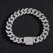 Alloy 12mm Single Row Full Diamond Men's Flip Clasp Hip Hop Cuban Chain Bracelet_ipsvogv.com