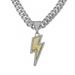 Hip Hop Style Alloy Full Personalized Trend Lightning Diamond Pendant Cuban Chain Necklace_ipsvogv.com