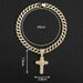 Alloy Style Silver Pendant With Full Diamond Cuban Chain Men, Hip-hop Niche Cross Necklace For Men_ipsvogv.com